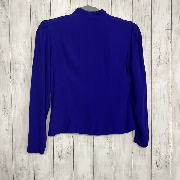 Vintage Karin Stevens Purple Embroidered Beaded Long Sleeve Button Front Blazer - Picture 2 of 9